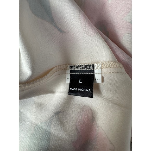 Pink Tropical Floral V-Neck Button Front Maxi Dress Size Large Cream - Picture 11 of 13